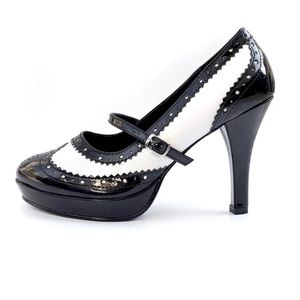 VTG Gangster Wingtip Oxford Maryjane Platform Patent Heels